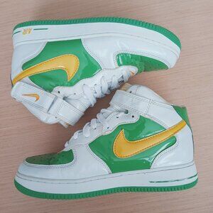 *Rare* 2005 Nike Dunks Hi Patent Leather Mens 7 Womens 8.5 Green Yellow …